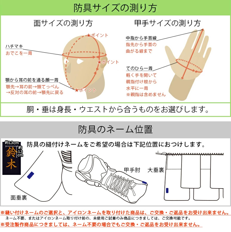 防具サイズの測り方 