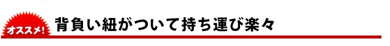 背負い紐がついて持ち運び楽々